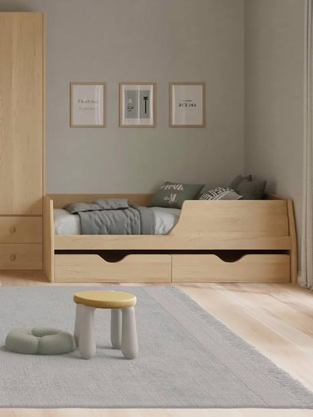 Tapis design doux en laine et coton fait main classic Gris minéral+Vert naturel 2 - vertbaudet enfant 
