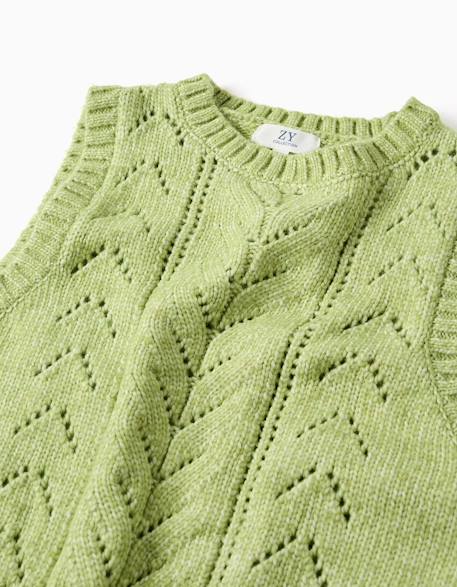 Gilet sans manches en maille ajourée Vert clair 4 - vertbaudet enfant 