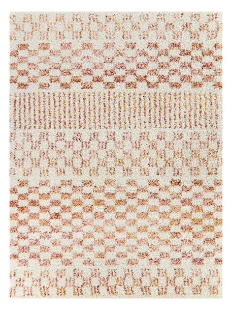 Tapis shaggy poils longs motif contemporain boho Terracotta 1 - vertbaudet enfant 