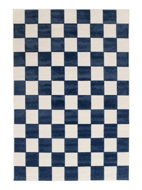Tapis enfant avec effet sculpté petits carreaux Bleu naturel 1 - vertbaudet enfant 