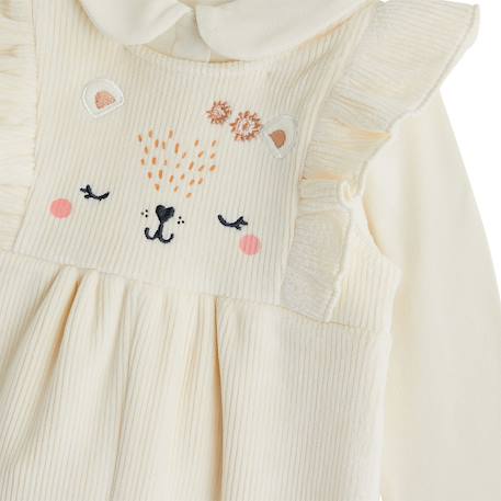 Ensemble salopette bébé en velours et t-shirt neige Ecru 4 - vertbaudet enfant 