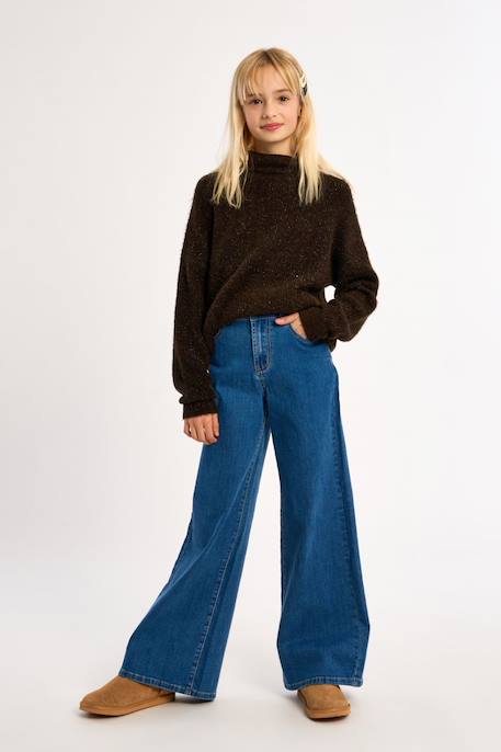 Jean taille haute, coupe évasée Black denim+Denim blue+Denim dark blue 6 - vertbaudet enfant 