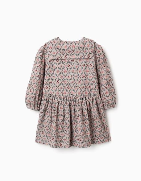 Robe en velours côtelé à manches longues avec motif floral Beige clair 3 - vertbaudet enfant 