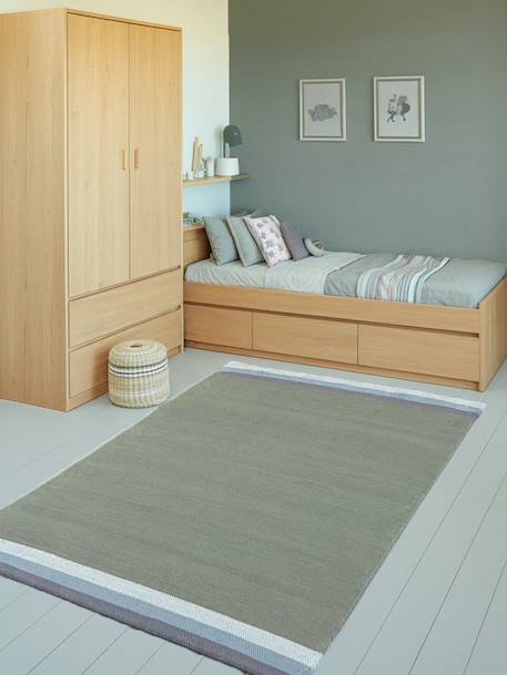 Tapis en coton recyclé tissé à la main fado Beige sable+Vert naturel 8 - vertbaudet enfant 