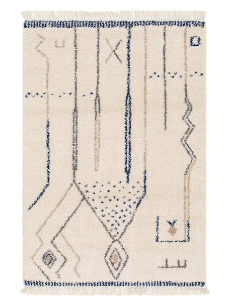 Tapis épais à franges style ethnique glyph Bleu naturel+Palette colorée 1 - vertbaudet enfant 