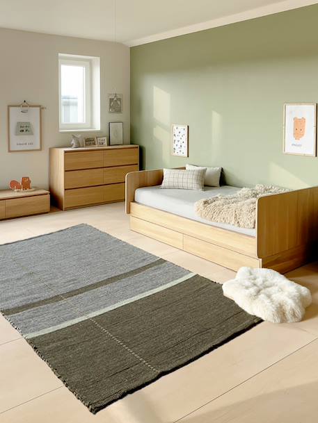Tapis en fibres recyclées tissé à la main leonor Beige sable+Rose poudrée+Vert naturel 14 - vertbaudet enfant 