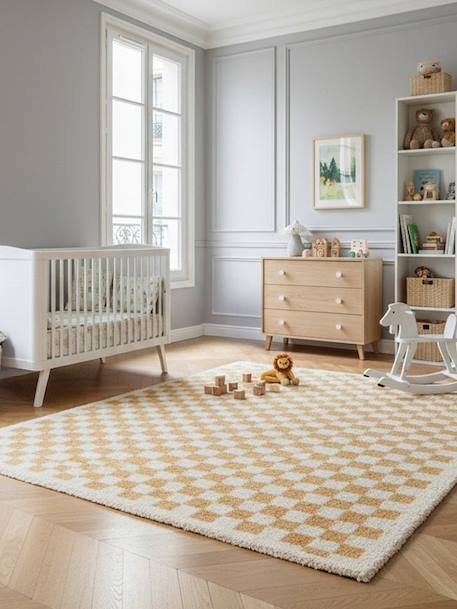 Tapis damier poils longs doux et volumineux checkers Beige sable+Bleu naturel+Gris minéral+Jaune naturel+Rose poudrée+Terracotta+Vert naturel 20 - vertbaudet enfant 
