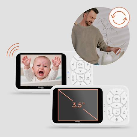 Babyphone vidéo babyline 3.4 avec écran 3,5', vision nocturne et autonomie jusqu’à 8 h White 2 - vertbaudet enfant 