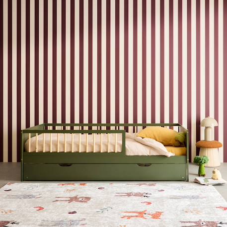 Lit gigogne enfant 90 x 190 cm pin naturel  avec sommier à lattes et tiroir - elio Blanc+Vert 7 - vertbaudet enfant 