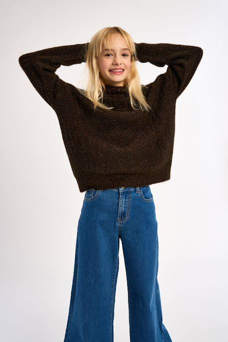 Jean taille haute, coupe évasée Black denim+Denim blue+Denim dark blue 8 - vertbaudet enfant 