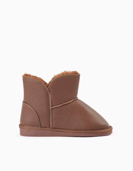 Bottines à doublure en peluche douce synthétique Marron 1 - vertbaudet enfant 
