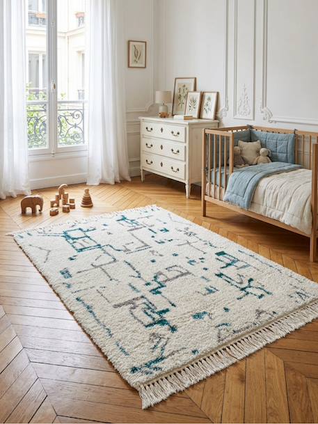 Tapis design avec franges volubilis Bleu naturel 2 - vertbaudet enfant 