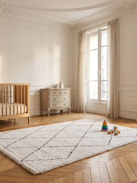 Tapis shaggy ethnique tissé doux et volumineux nomad Beige sable 2 - vertbaudet enfant 