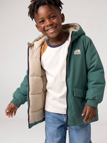 Parka à capuche réversible garçon bronze+vert sauge 12 - vertbaudet enfant 
