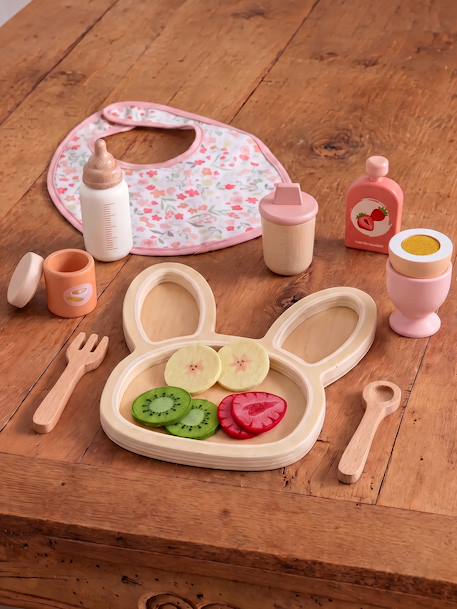 Set repas poupon en bois FSC® rose 1 - vertbaudet enfant 