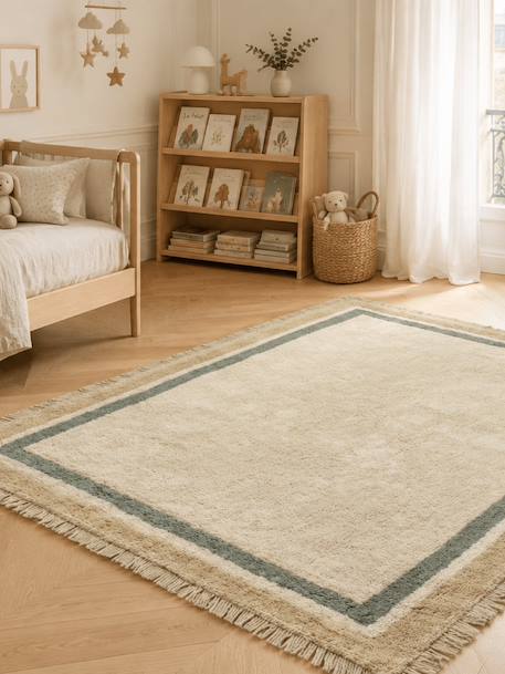 Tapis enfant en coton oscar Beige sable+Gris minéral 2 - vertbaudet enfant 
