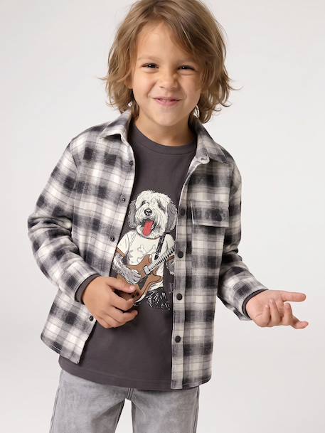 Chemise manches longues garçon gris 1 - vertbaudet enfant 