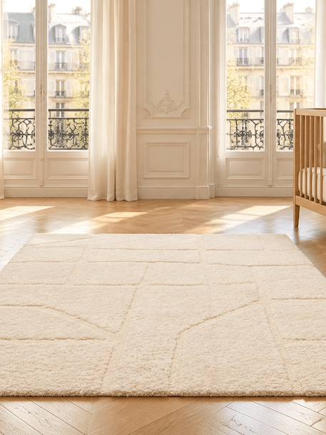 Tapis doux à relief en polyester recyclé murmure Beige sable+Blanc pur 8 - vertbaudet enfant 