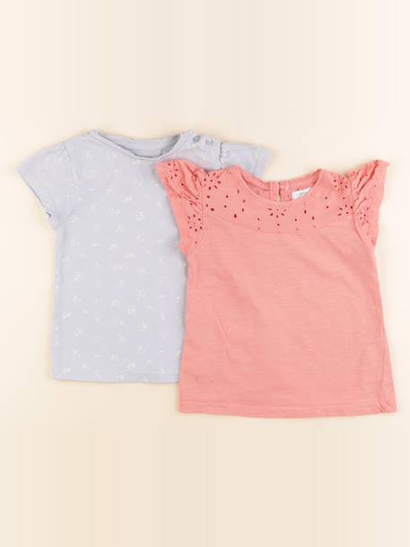 Lot de 2 tee-shirts - 2 ans Bleu, rose 1 - vertbaudet enfant 