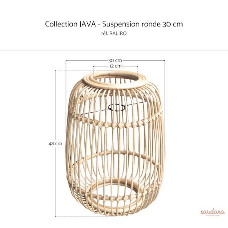 Suspension rotin ronde 30 cm java ? Fait main Rotin blanchi 4 - vertbaudet enfant 