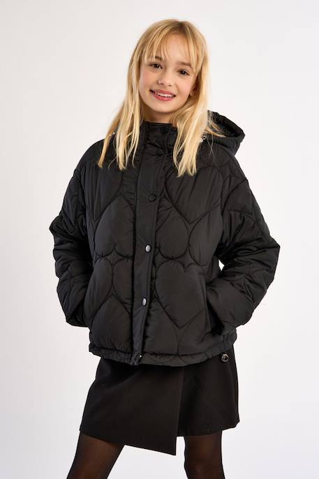 Veste matelassée, motif cœur Noir 1 - vertbaudet enfant 