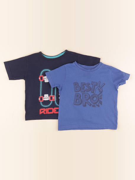 Lot de 2 tee-shirts - 2 ans Bleu 1 - vertbaudet enfant 
