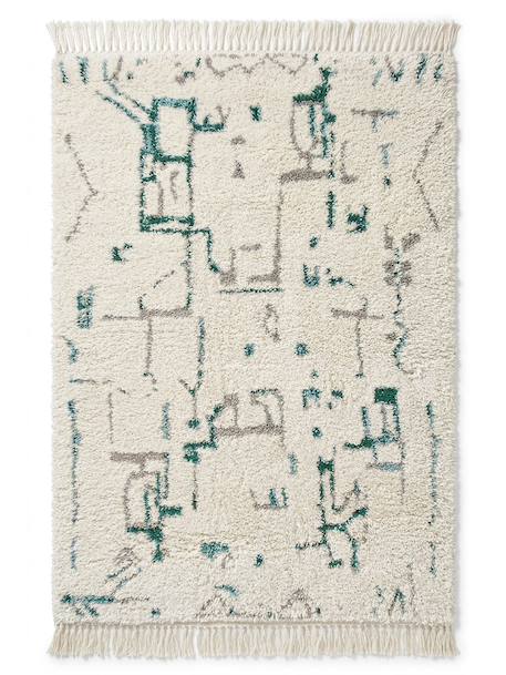 Tapis design avec franges volubilis Bleu naturel 1 - vertbaudet enfant 
