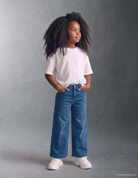 Jean à jambe large avec 4 poches Bleu jean 1 - vertbaudet enfant 