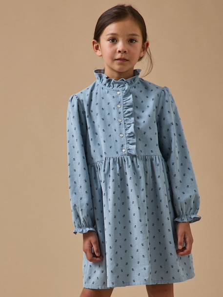 Robe imprimée en velours fille Imprimé klein 1 - vertbaudet enfant 