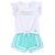 Ensemble fille t-shirt et short Turquoise+Violet 1 - vertbaudet enfant 