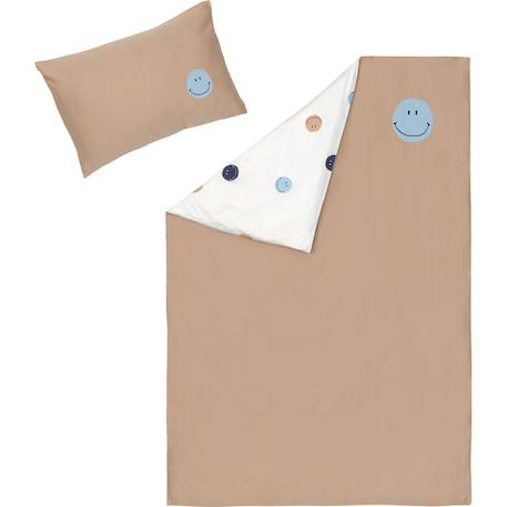 Parure de lit réversible Blanc cassé, bleu, marron 2 - vertbaudet enfant 