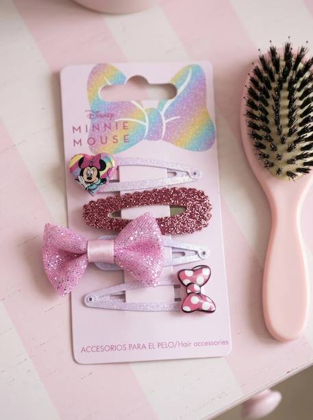 Lot de 4 pinces à cheveux minnie mouse pailletées Rose 1 - vertbaudet enfant 