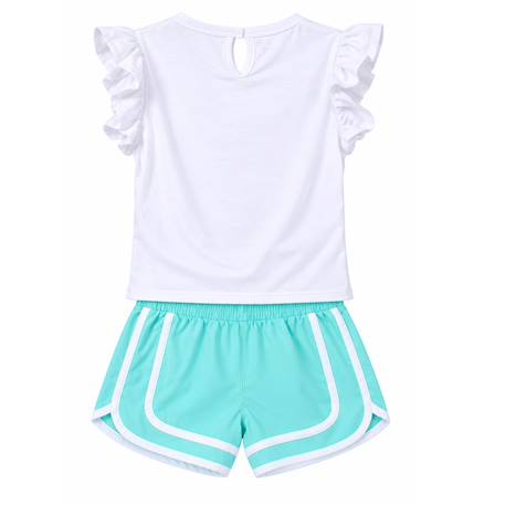 Ensemble fille t-shirt et short Turquoise+Violet 3 - vertbaudet enfant 
