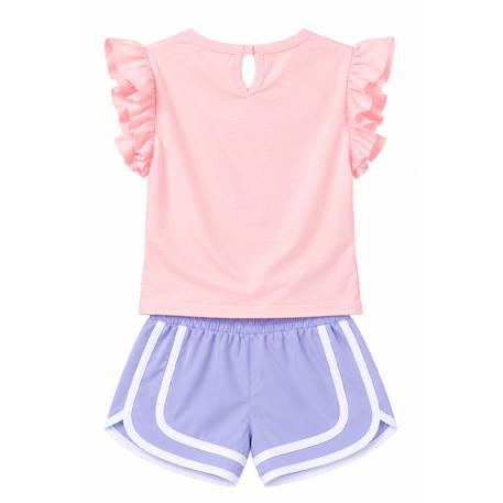 Ensemble fille t-shirt et short Turquoise+Violet 6 - vertbaudet enfant 