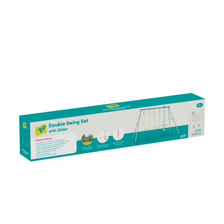 Portique 2 balançoires et vis-à-vis  métal h185cm Bleu - vert 6 - vertbaudet enfant 
