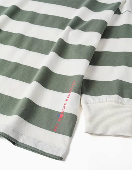 T-shirt à manches longues en coton à rayures et imprimé Rouge+Vert foncé 6 - vertbaudet enfant 