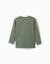 T-shirt en coton à manches longues avec imprimé make again Vert foncé 2 - vertbaudet enfant 