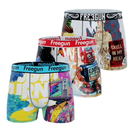 Lot de 3 boxers junior collection pop art Beige/jaune/rose/turquoise/rouge/noir/blanc 1 - vertbaudet enfant 