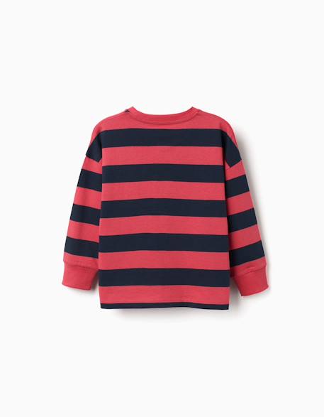T-shirt à manches longues en coton à rayures et imprimé Rouge+Vert foncé 2 - vertbaudet enfant 