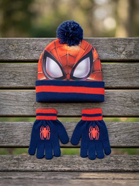 Ensemble 2 pièces bonnet et gants spiderman garçon Rouge et bleu 1 - vertbaudet enfant 