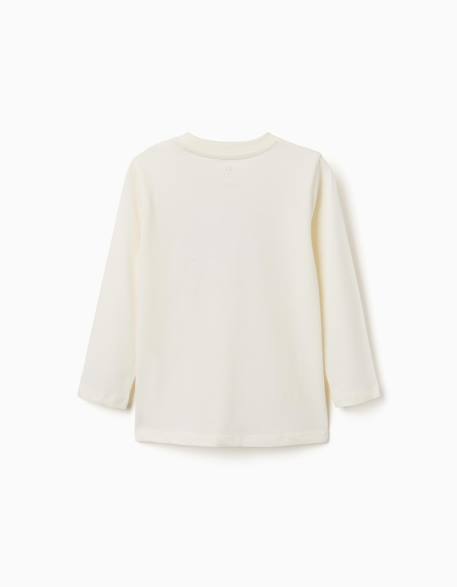 T-shirt en coton à manches longues avec imprimé home studio Blanc 2 - vertbaudet enfant 