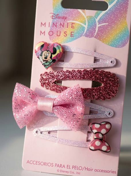 Lot de 4 pinces à cheveux minnie mouse pailletées Rose 4 - vertbaudet enfant 