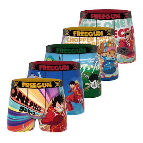 Lot de 5 boxers junior one piece Rouge/orange/gris/vert/rose/bleu 1 - vertbaudet enfant 