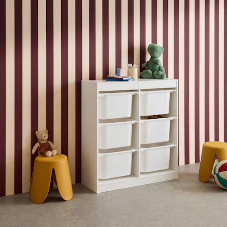 Meuble de rangement enfant 6 bacs de rangement en plastique Blanc+Naturel 4 - vertbaudet enfant 