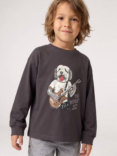 T-shirt manches longues garçon gris ardoise 1 - vertbaudet enfant 