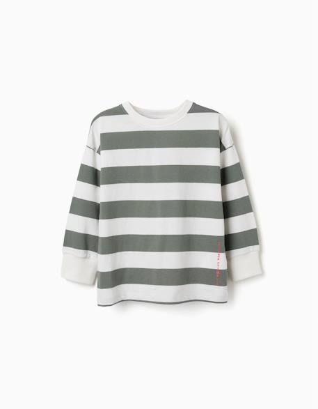 T-shirt à manches longues en coton à rayures et imprimé Rouge+Vert foncé 4 - vertbaudet enfant 