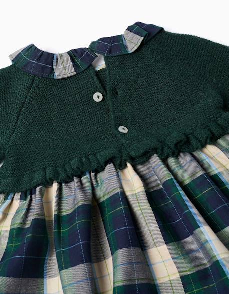Robe bi-matière à carreaux b&s Bleu foncé 3 - vertbaudet enfant 