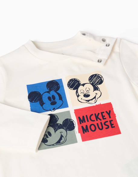 T-shirt en coton à manches longues avec imprimé mickey Blanc 3 - vertbaudet enfant 