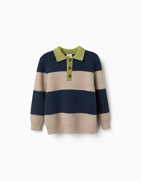 Pull en maille à rayures Bleu foncé 1 - vertbaudet enfant 