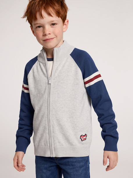 Gilet zippé col montant enfant garçon gris chiné 1 - vertbaudet enfant 